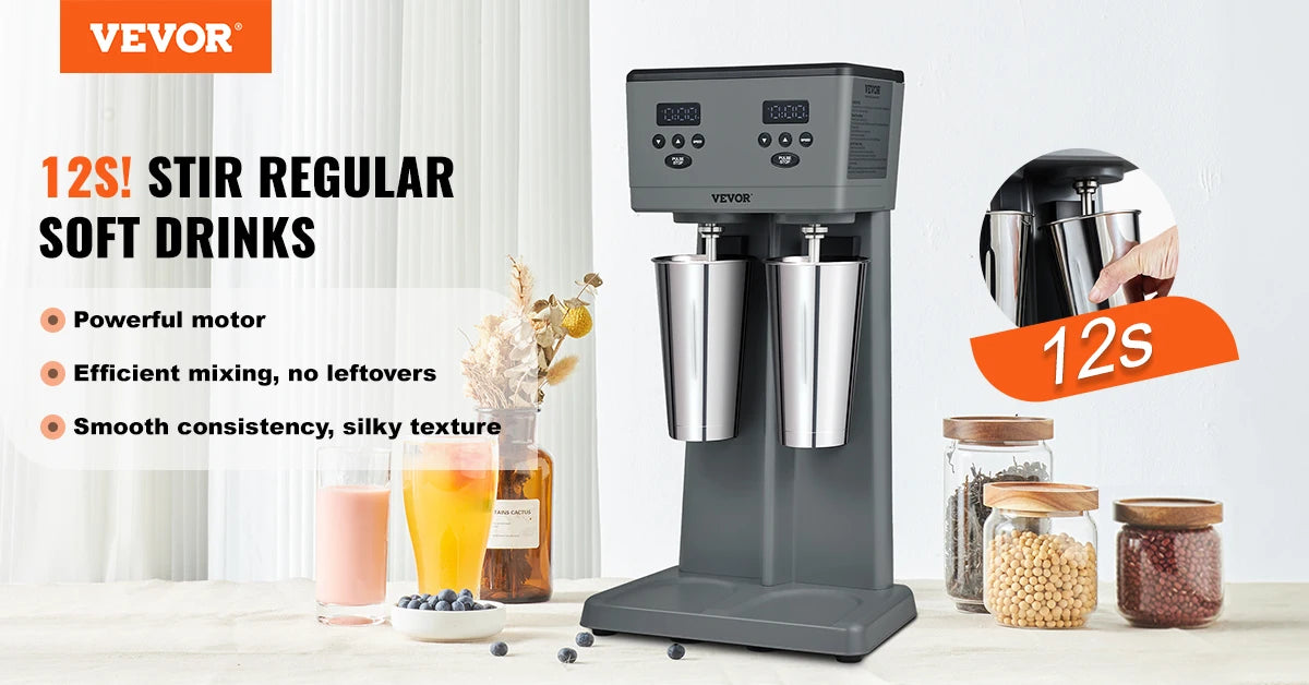 Commerciële Dubbele Kop Milkshakemachine 375W x2 Snelle Mixer