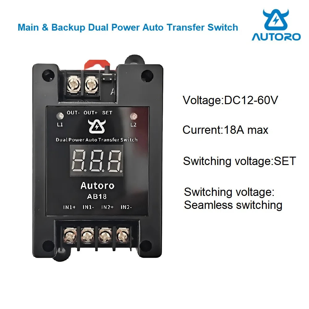 AB18 12-60V DC Automatic Transfer Switch