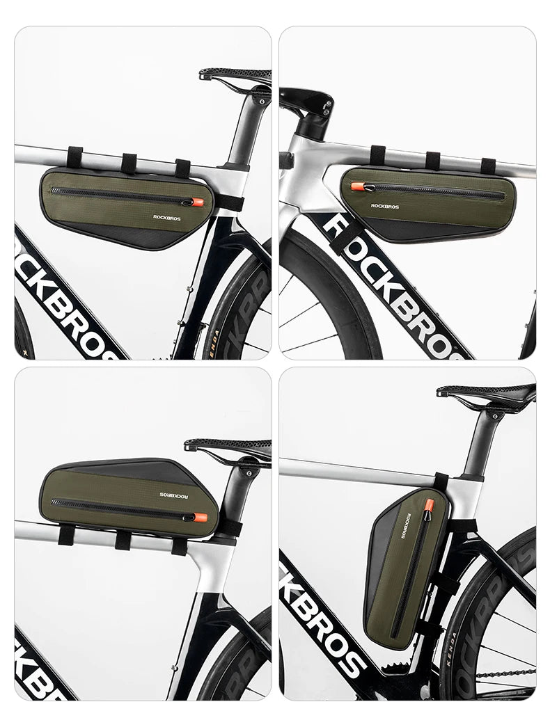 Bike Frame Tube Bag 1.7L with Reflective Design and Easy Mount