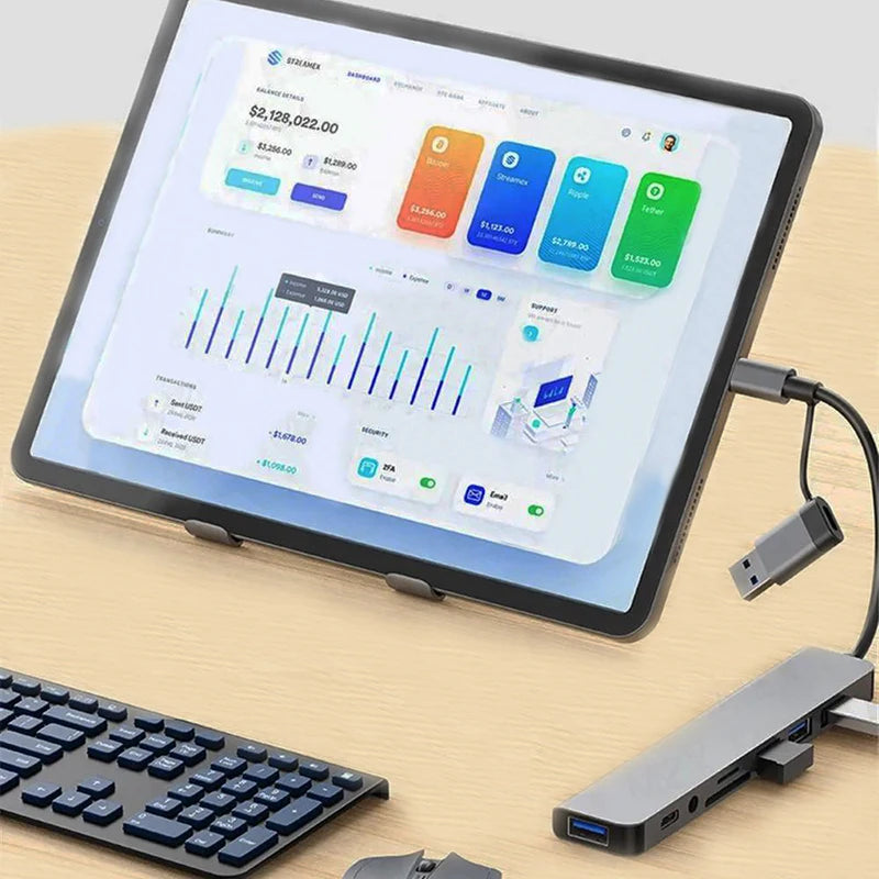 Concentrador USB-C 8 en 1 con puertos SD/TF y de 3.5mm