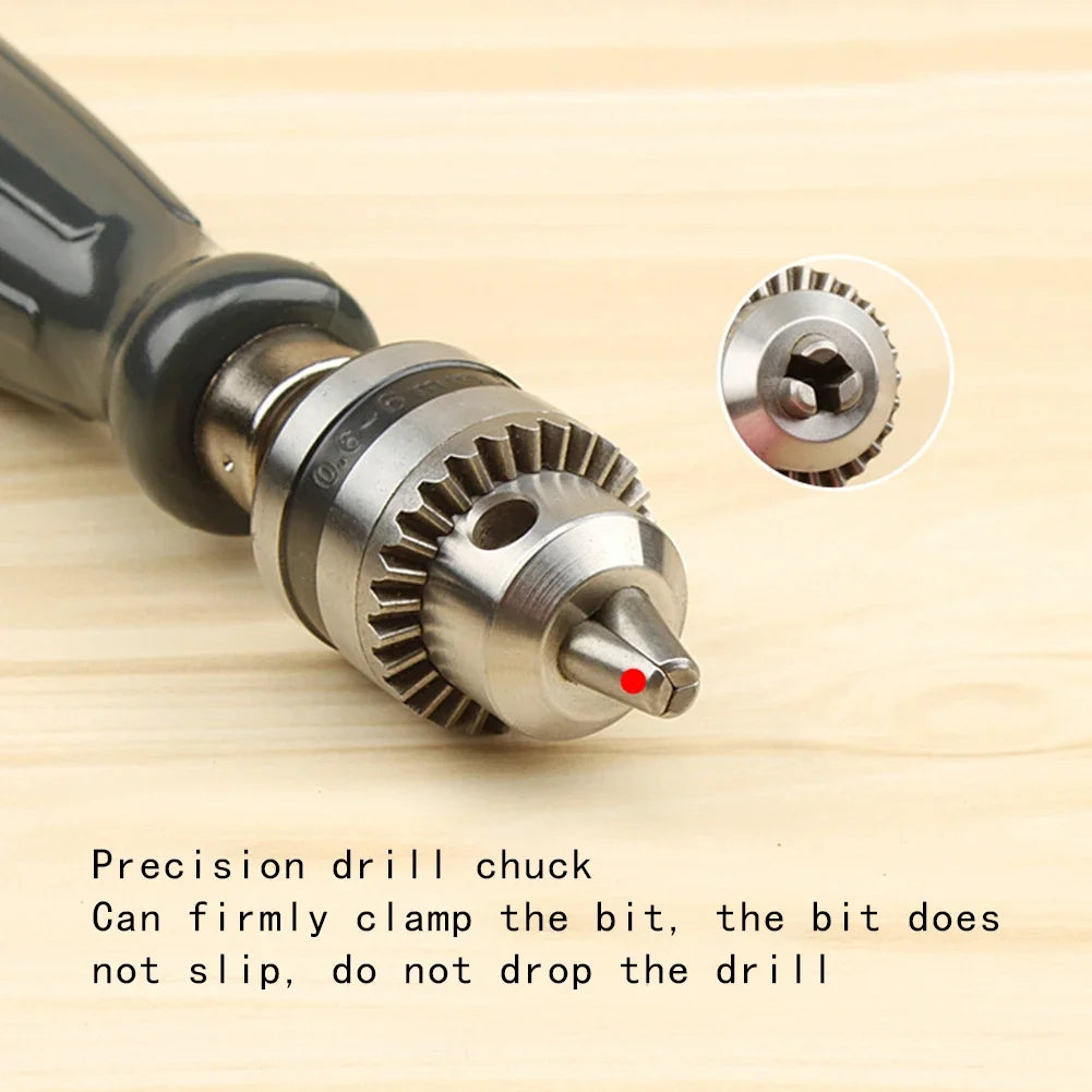 Manual Hand Drill with Keyed Chuck & 5 Drill Bits