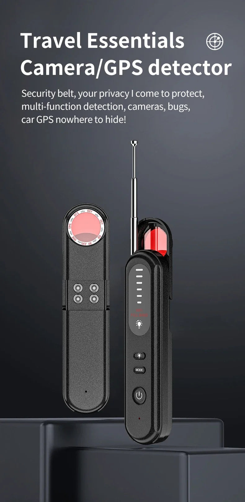 Hidden Camera Detector 2026 Portable Camera Finder, GPS Tracker Detector, RF Wireless Signal Scanner for Office, Hotels, Cars