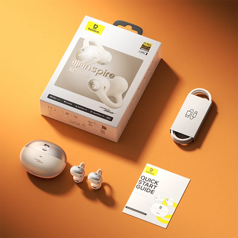 Căști wireless Baseus XC1 cu clips deschis pe ureche Bluetooth 6.1