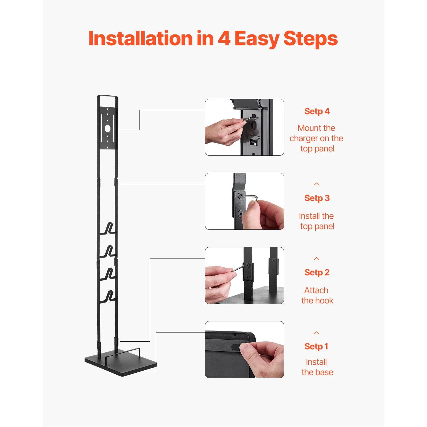 Dyson Vacuum Stand Organizer with 4 Hooks, No-Drill Storage Rack