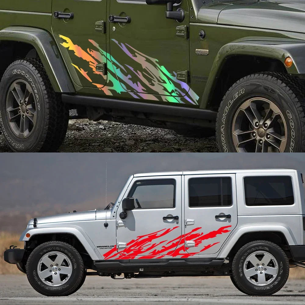 For Jeep Wrangler JK JL TJ YJ Car Door Side Stickers Mud Splashing Styling Vinyl Film Decals Decoration Auto Tuning Accessories