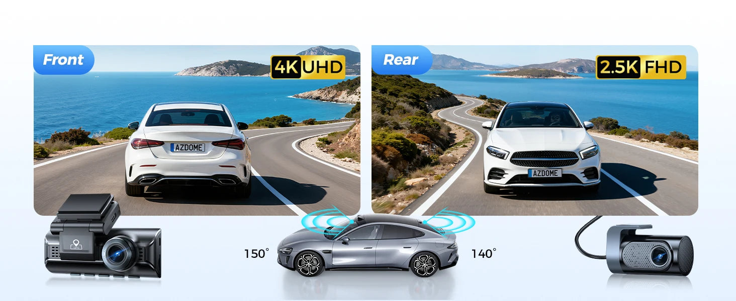 Dual Dash Cam Front and Rear 4K 2.5K GPS Wi-Fi