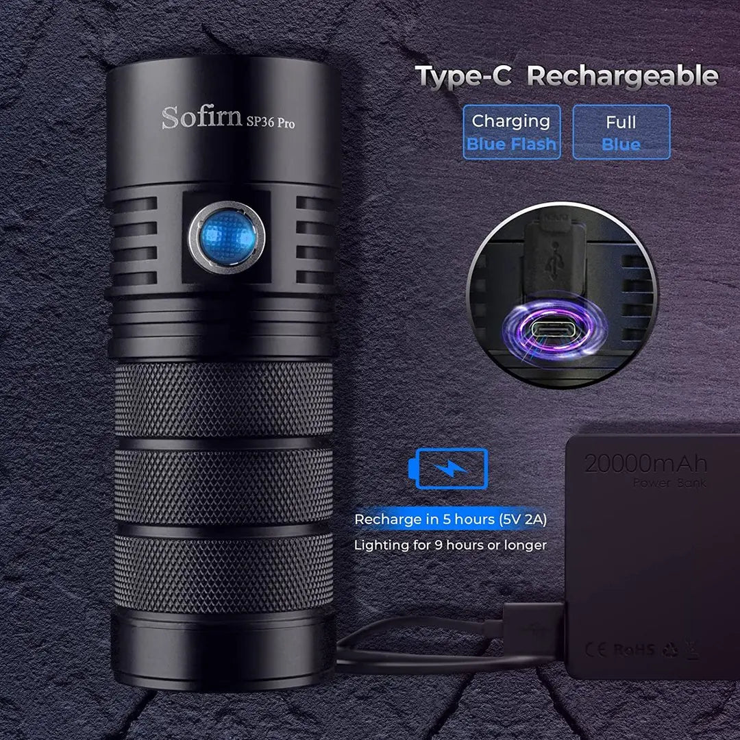 Lampe de poche LED rechargeable USB-C Sofirn SP36 Pro 8000lm
