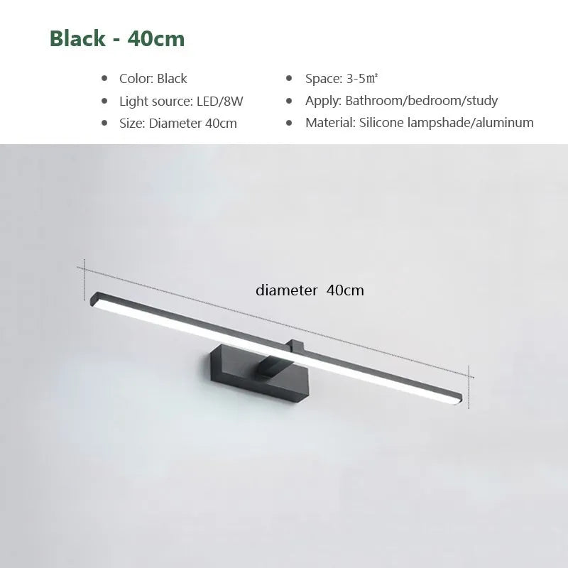 LED Mirror Wall Light in Black or White