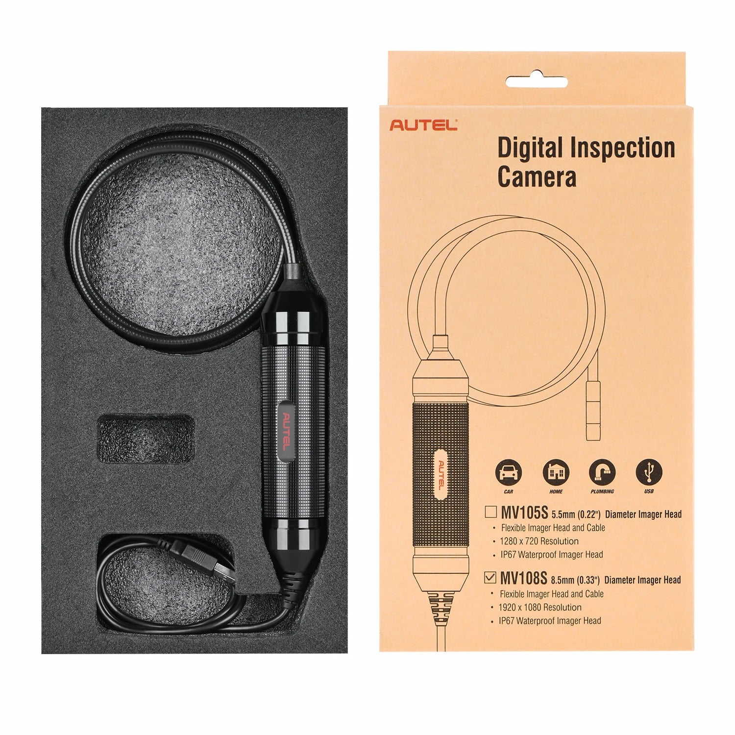 Autel MaxiVideo MV108S Inspection Camera 1080P Endoscope 8.5mm