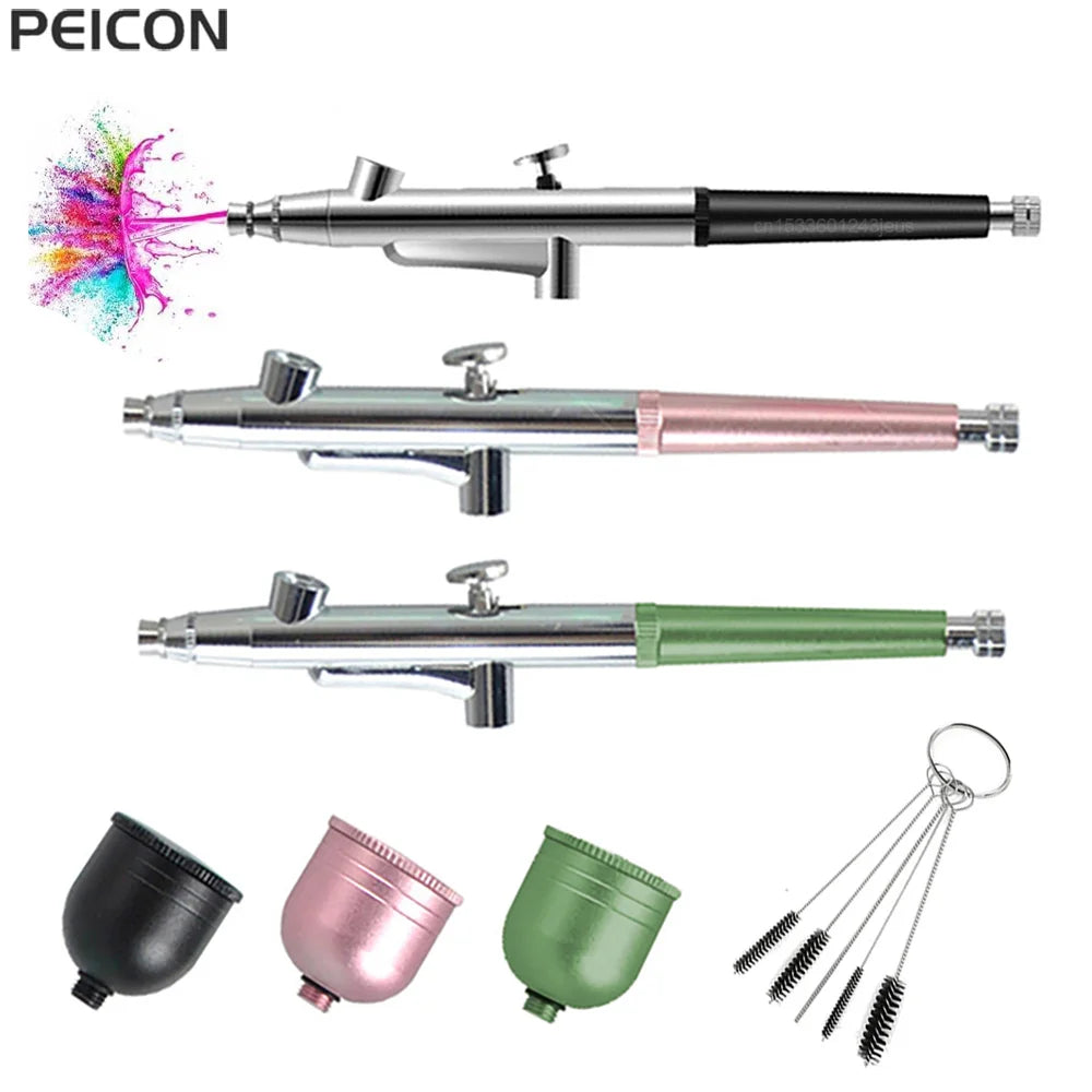 Airbrush Spray Gun for Painting Nails Modeling Crafts Cake Mini Spray Gun 0.3mm Nozzles Portable Airbrush Gun with Cleaning Kit