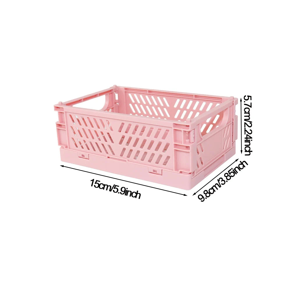 Foldable Plastic Storage Basket, Size and Style Options