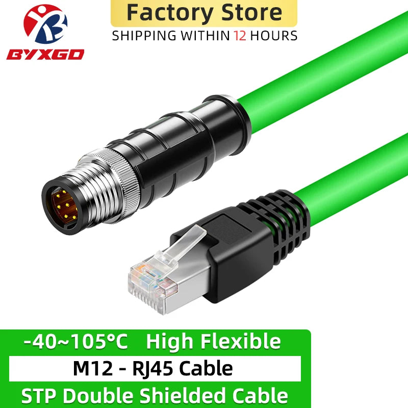 Cavo M12 a RJ45 IP67 Impermeabile, Alta Flessibilità, schermato STP M12 a RJ45 Cavo Ethernet Industriale per EtherCAT/Profinet/IIoT