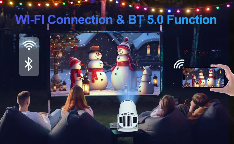 Vezeték nélküli 720P projektor képernyőtükrözéssel és dupla WiFi-vel
