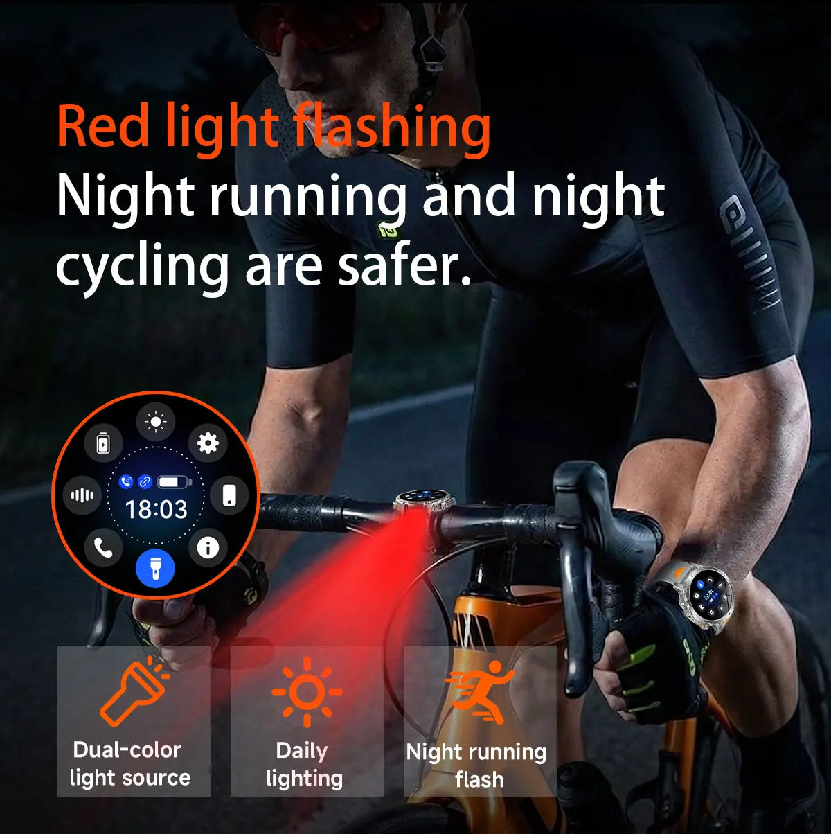 Външно Bluetooth обадно смарт часовник с LED фенер