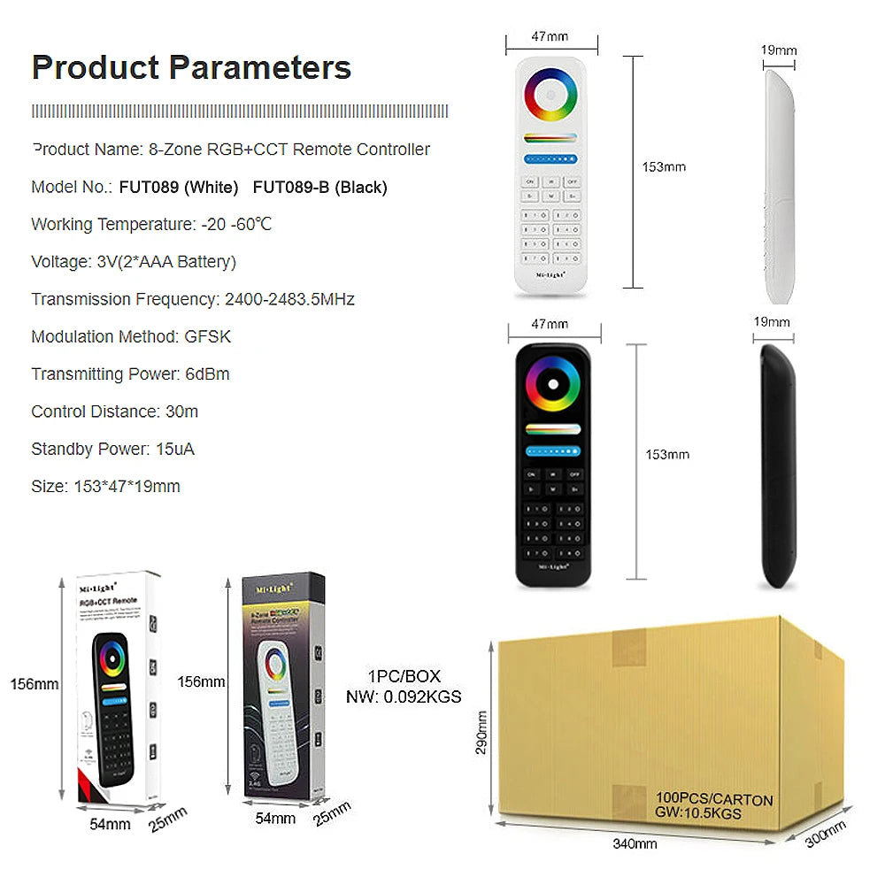 FUT089 Eight-Zone LED Touch Remote