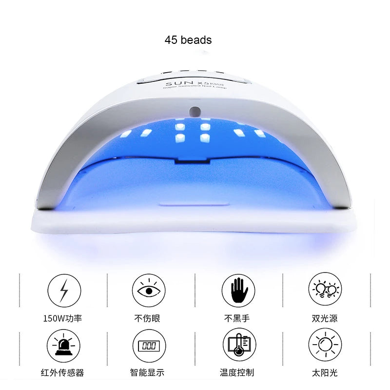 SUNX5 Max UV LED Nail Lamp 150W Fast-Drying Gel Nail Dryer