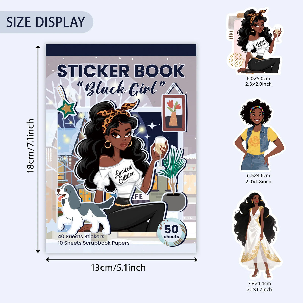 Black Girl Sticker Book, 50 Sheets