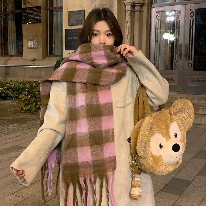 Kadın Bej Büyük Atkı – Kalınlaştırılmış Kış Şalı