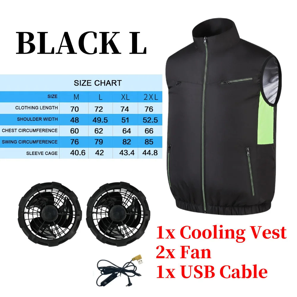 Cooling Vest Ice Fan Vest Heat Resistant for Summer Camping Fishing Hot Weather Work Fishing Vest Hiking Air-conditioned Clothes