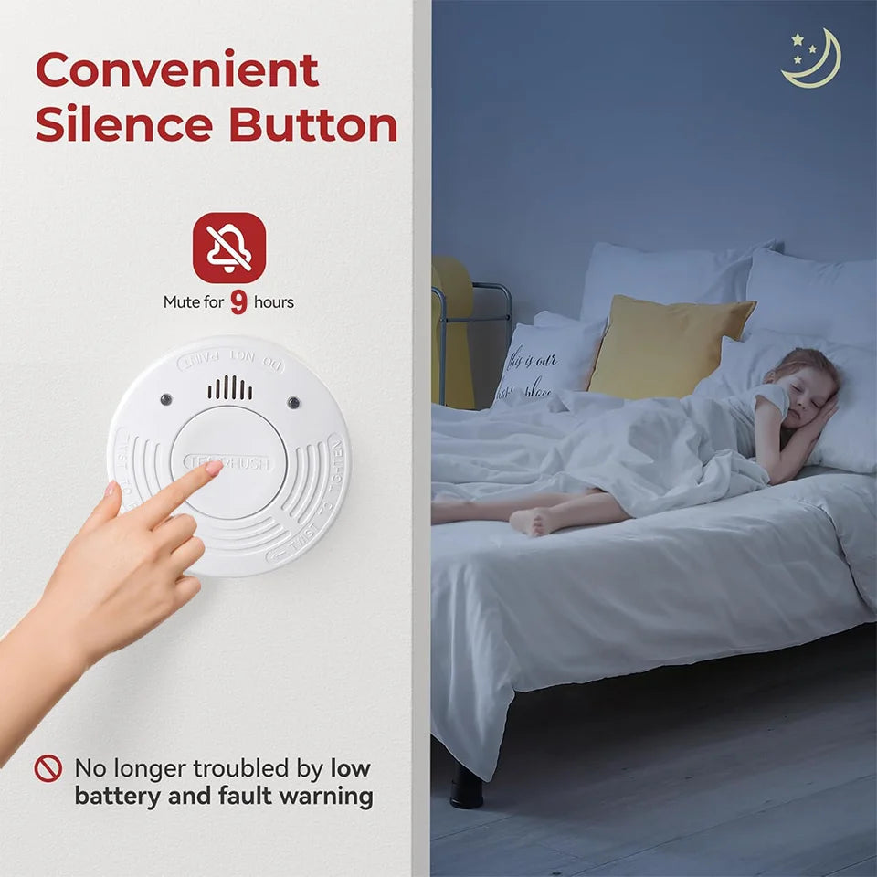 Smoke Detector 10 Year Smoke Sensor Independent Fire Alarm CE EN14604 Certified With CR123A Battery LED Indicator Home Security