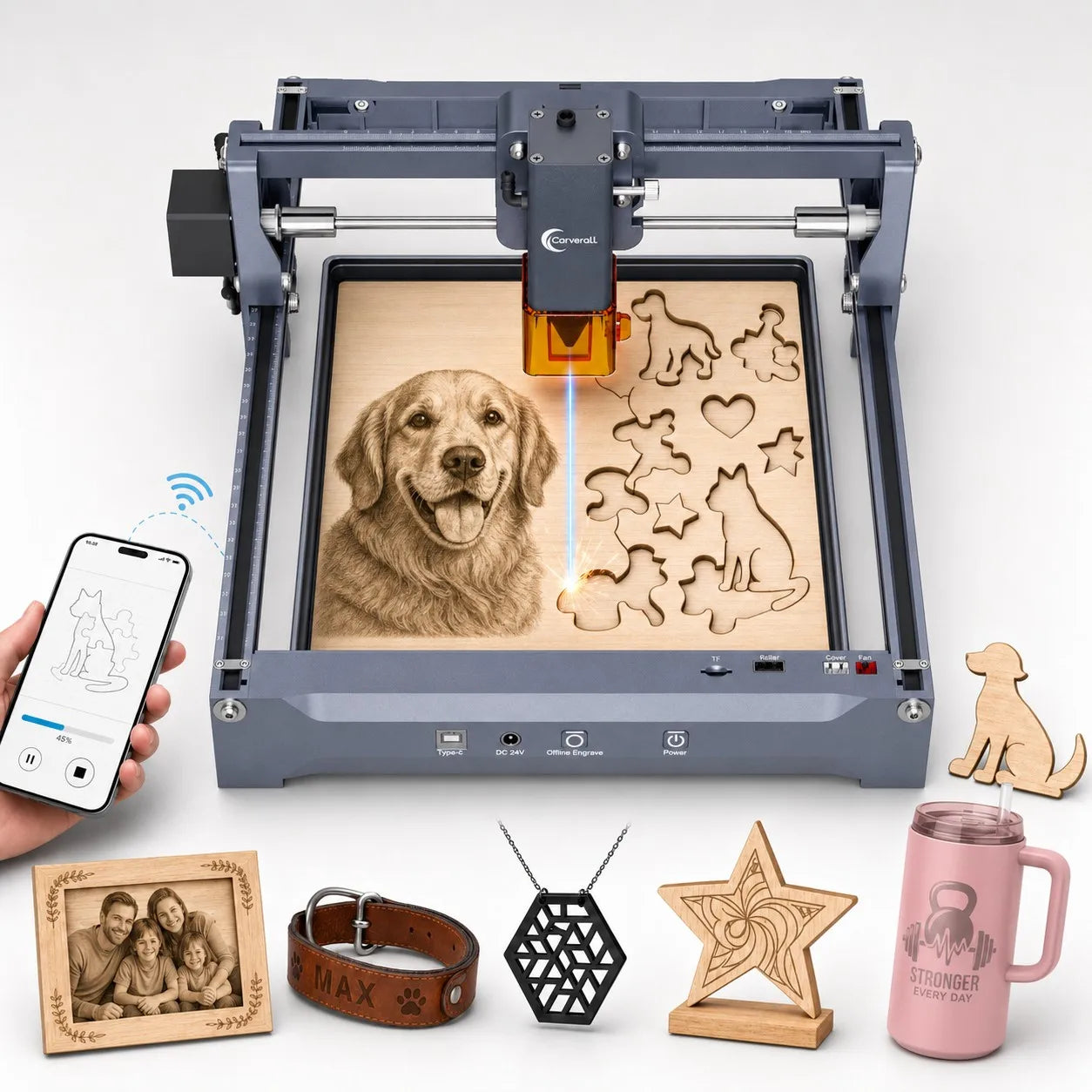 Laser Engraving Machine 5W 10W Free App Control Diode Engraver Cutter