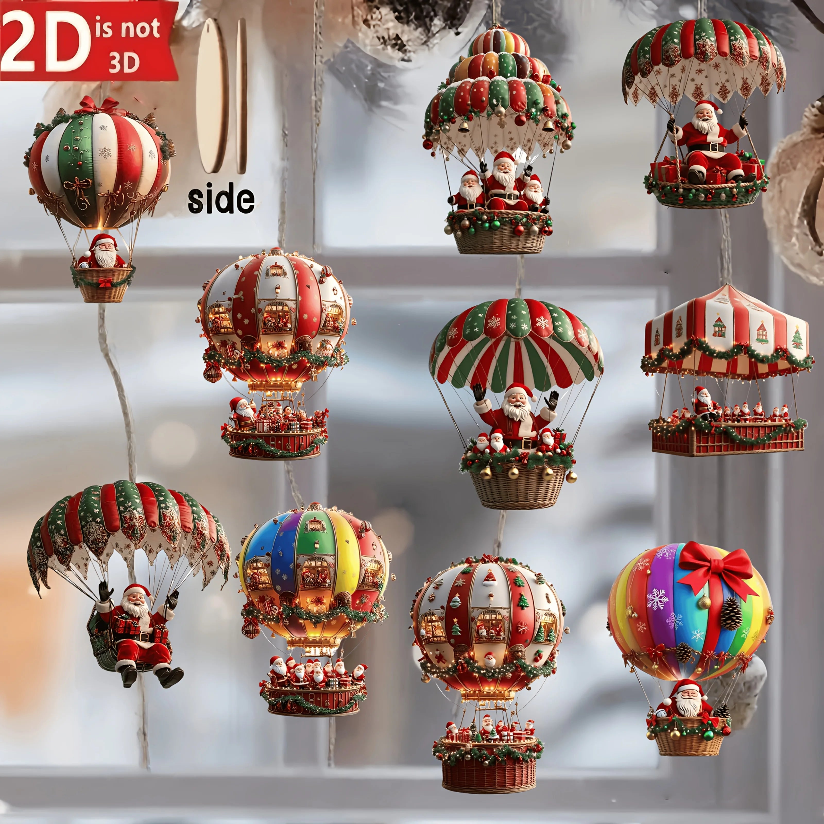 10pcs Christmas Wooden Hot Air Balloon Pendants 🎈