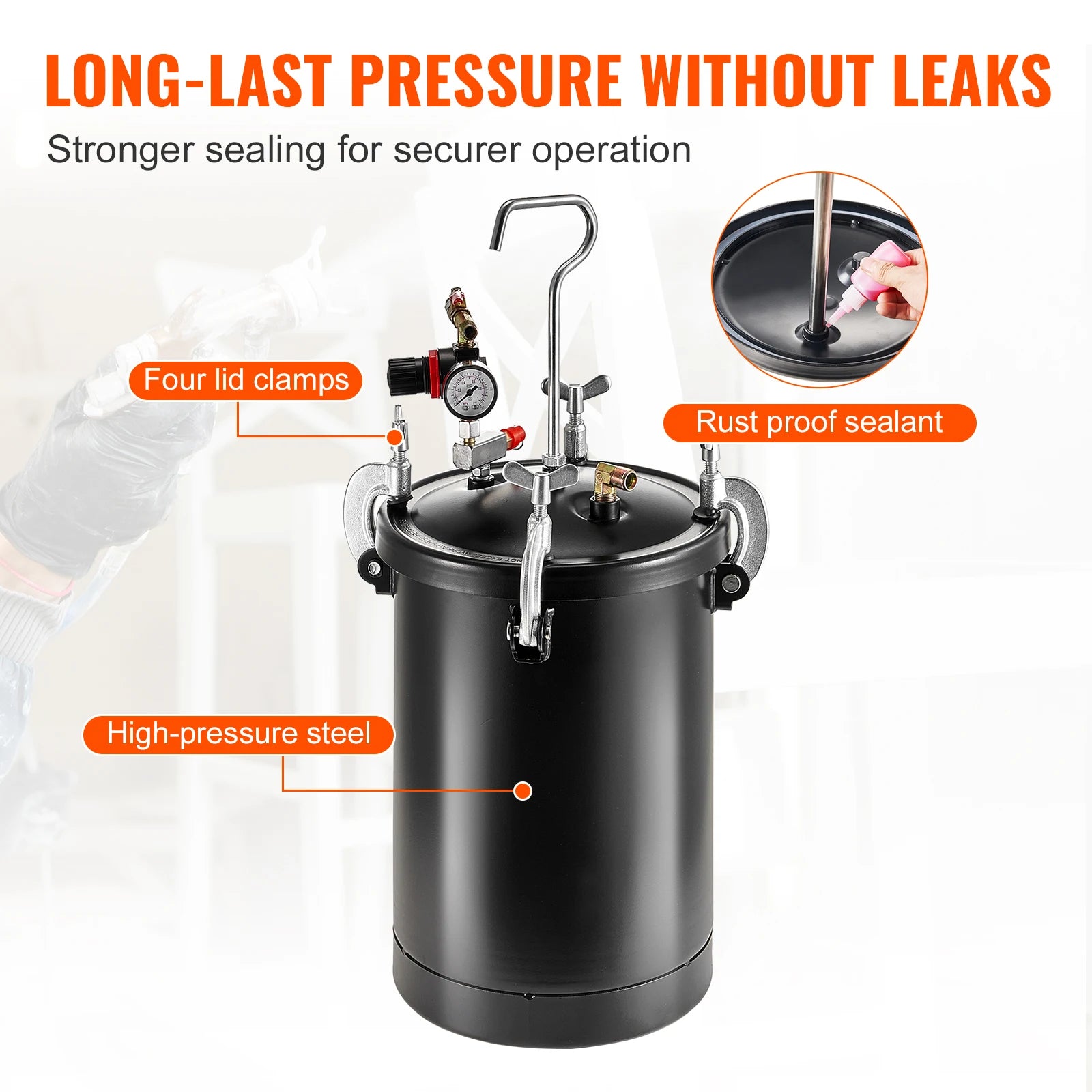 15L Tabancalı ve Ayarlanabilir 60 PSI Basınçlı Sprey Boya Tankı