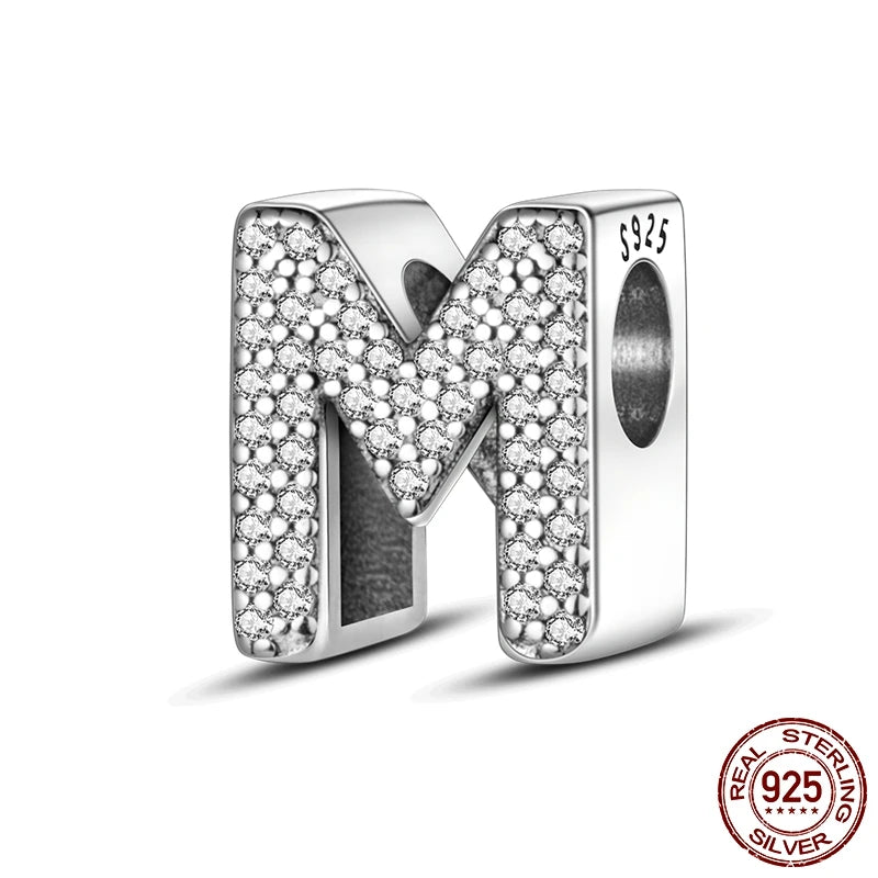 925 Sterling Silver Alphabet Bead Charm