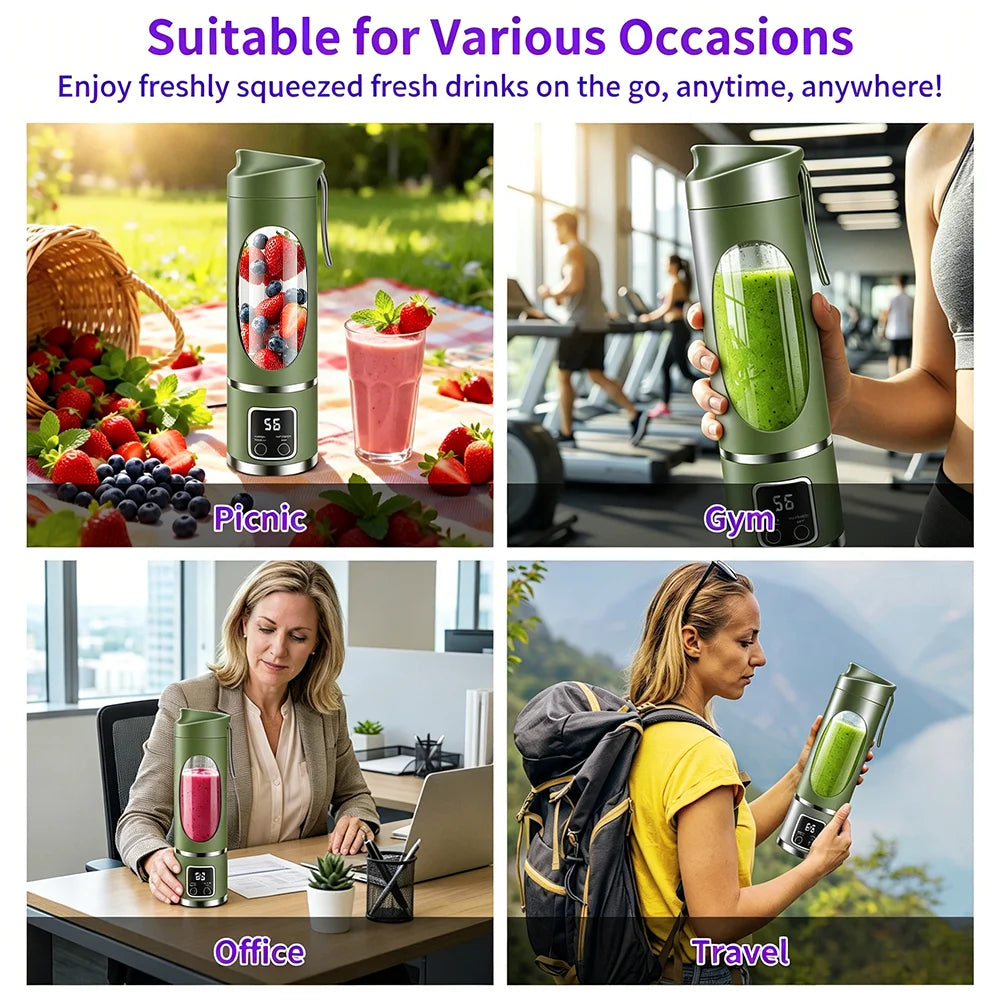 450ml Portable Juicer Blender Cup with 12 Stainless Steel Blades