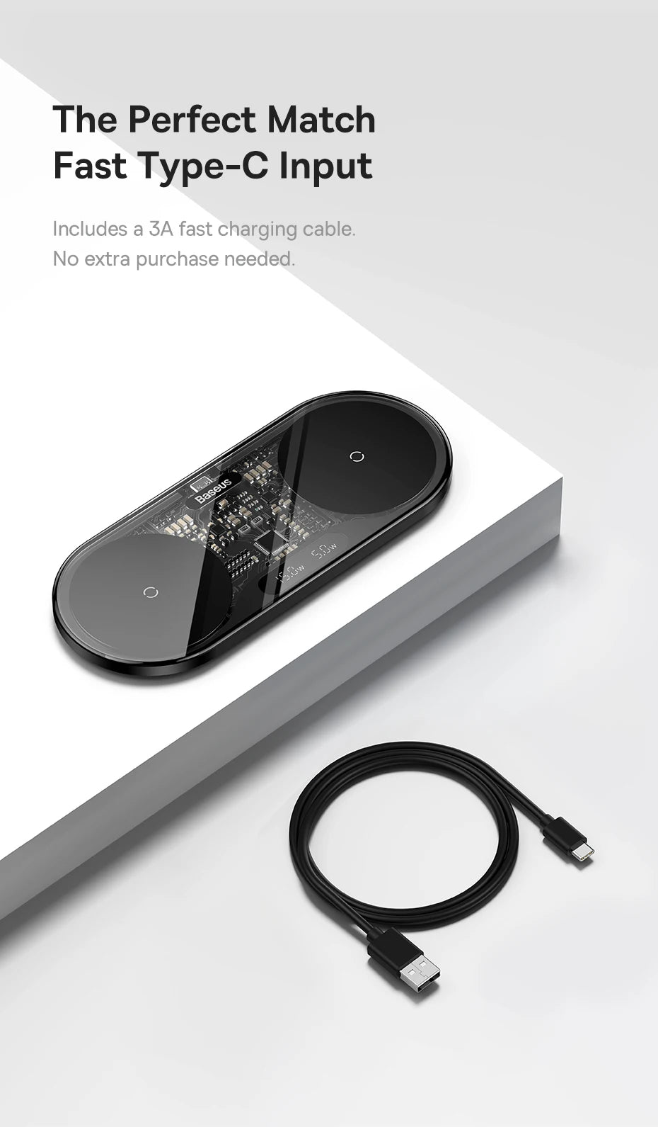 Duálny bezdrôtový nabíjač s LED displejom pre iPhone, Samsung a AirPods