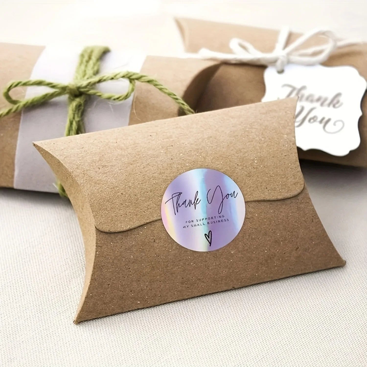 Rainbow Laser Thank You Stickers for Small Businesses