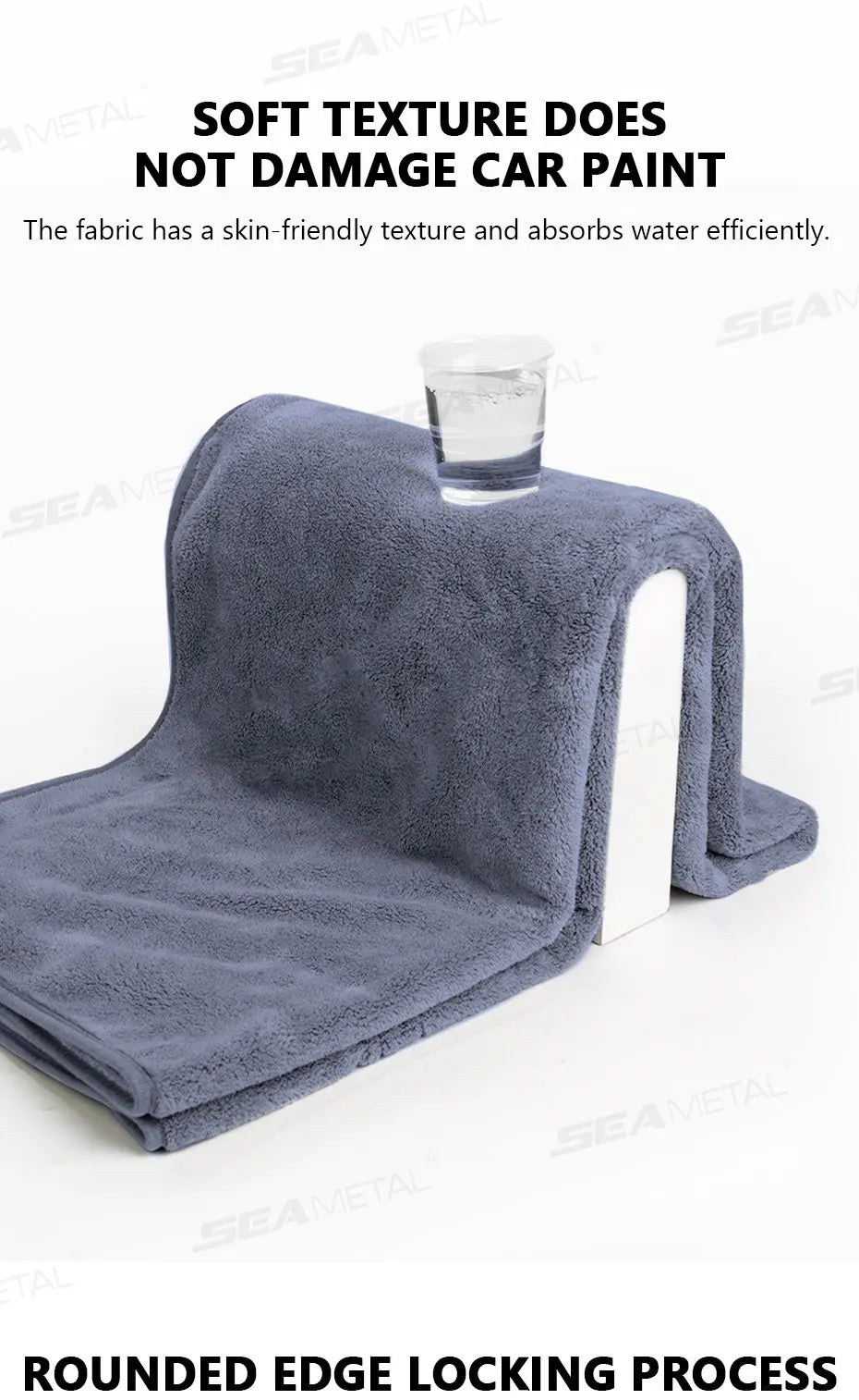 Serviette de lavage de voiture en microfibre 160×60 cm Chiffon de séchage double face