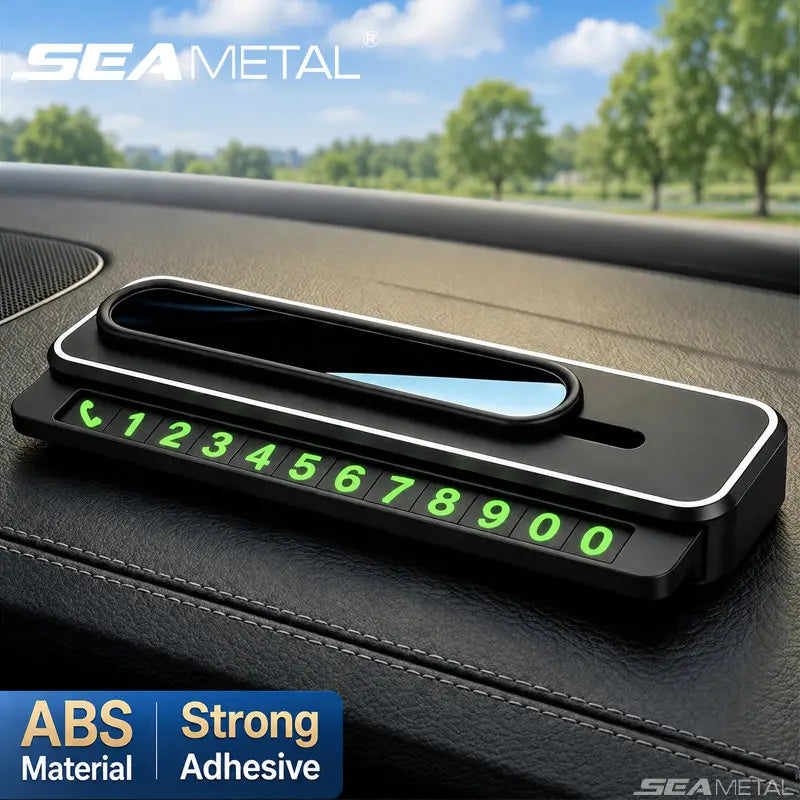 SEAMETAL Mini Portable Phone Number Plate Dual Number Luminous Fluorescent Large Digits Heat Resistant Temporary Parking Card