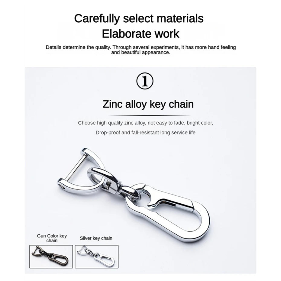 SEAMETAL Luxury Car Key Ring with Phone Number Plate Anti Lost Key Chain Alloy Hook Buckle Universal Keychain with Braided Rope