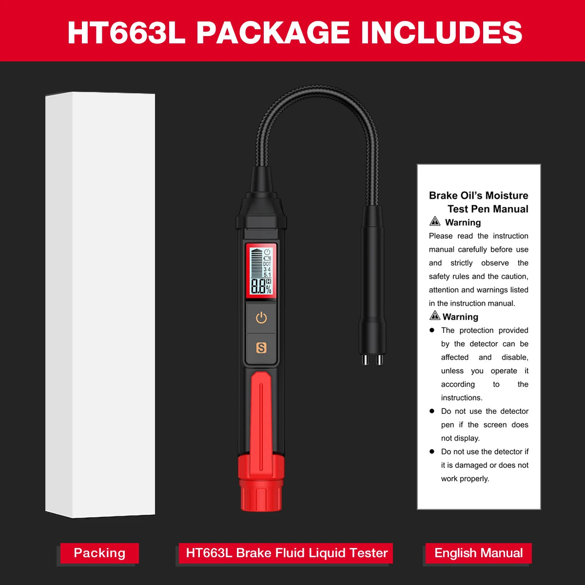 3-Colors Backlight Portable Digital Brake Fluid Tester Accurate Auto Car Brake Oil Tester Sound Light Alarm DOT3 DOT4 DOT5.1