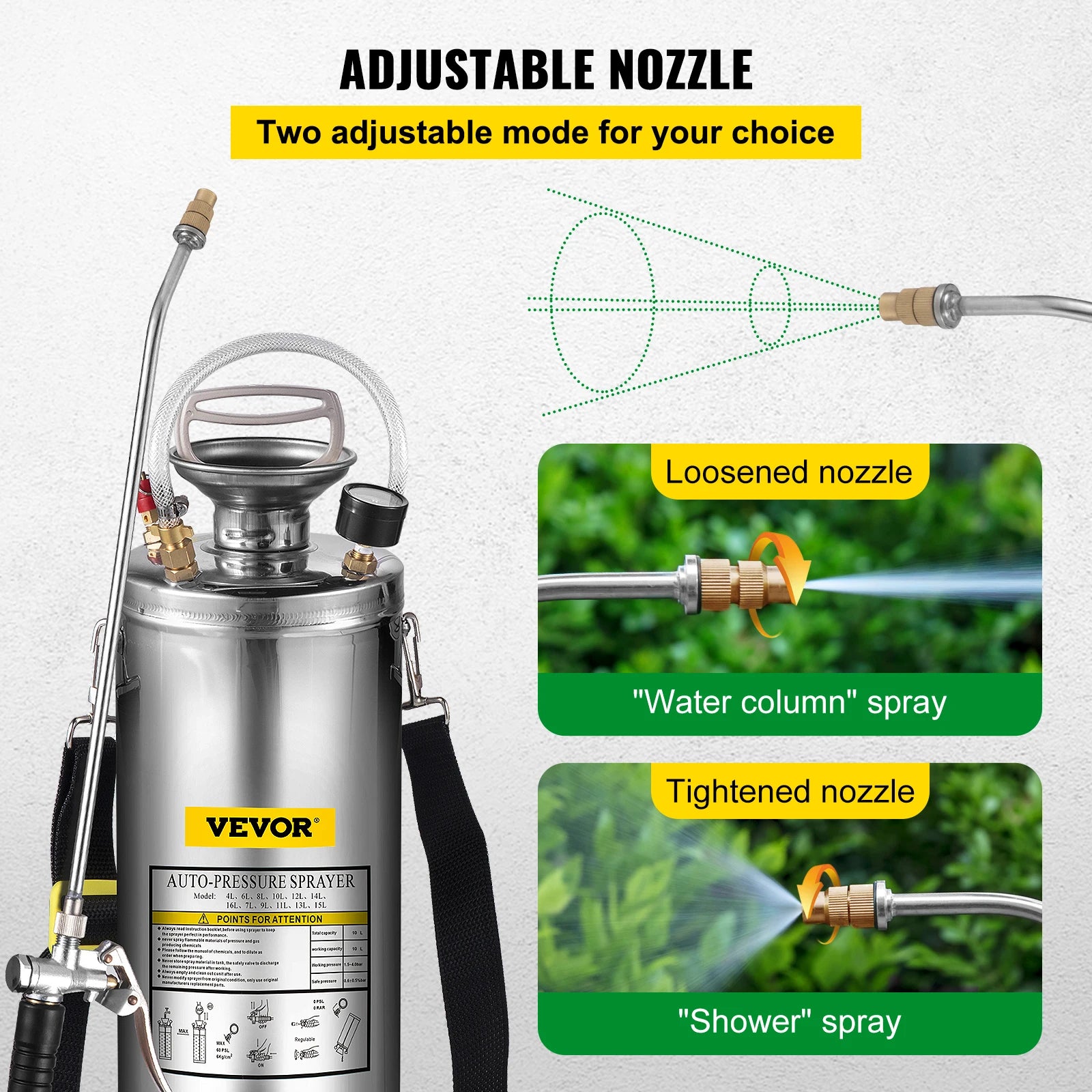 Stainless Steel Hand Pump Sprayer 4–12L Garden & Cleaning Tool