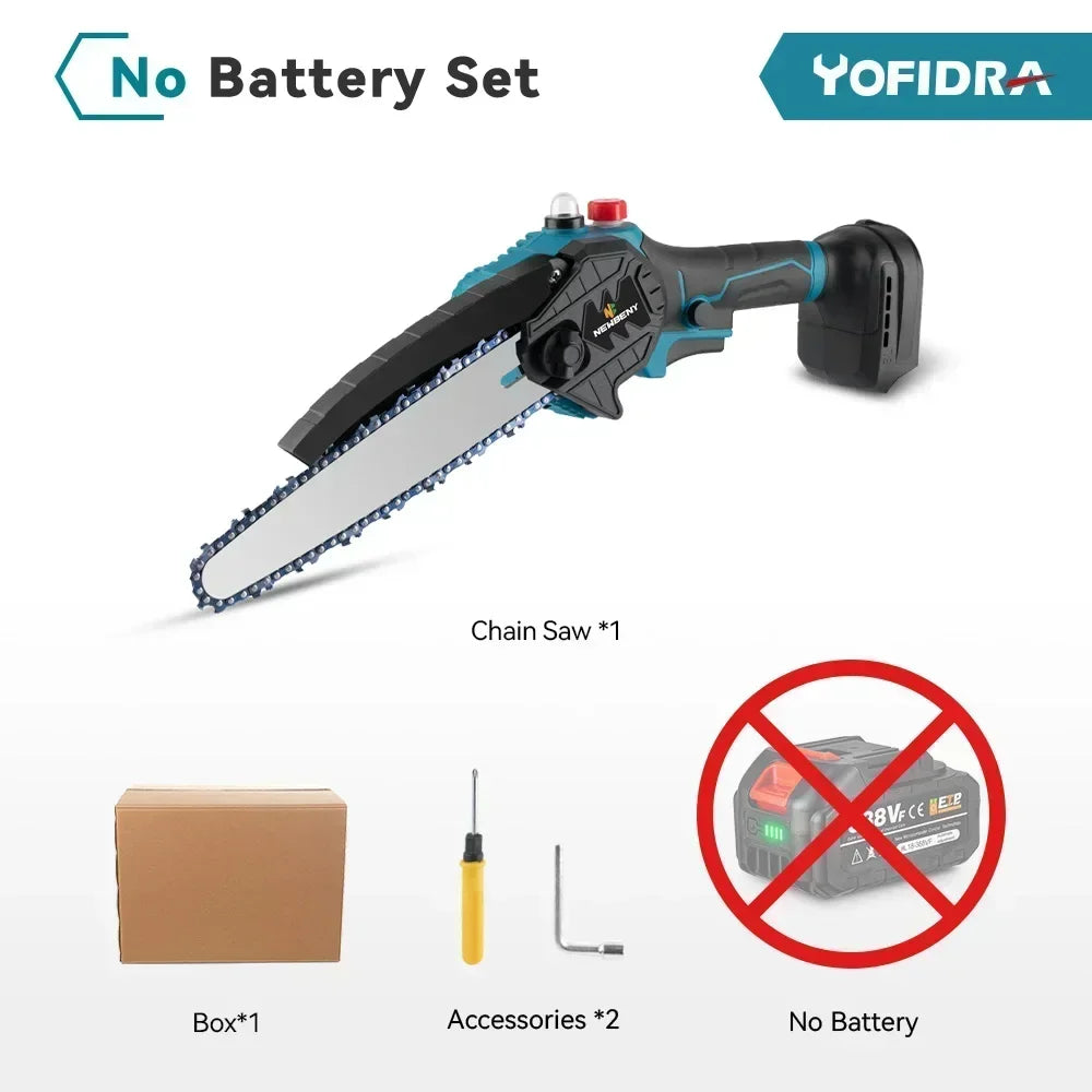 8 Inch Brushless Electric Saw Cordless Oiler Handheld Garden Wood Cutting Logging Chainsaw Power Tool For Makita 18V Battery Pin