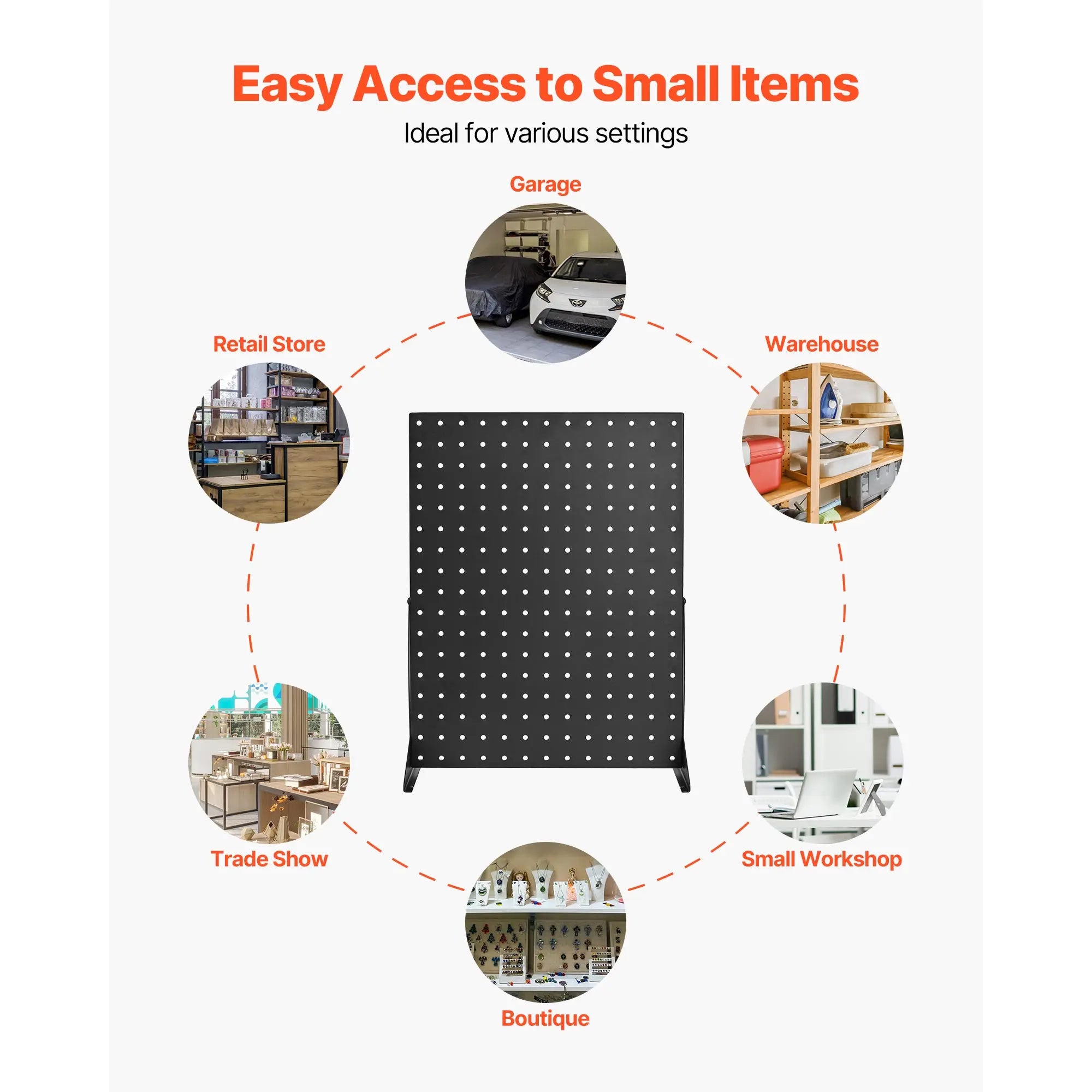 4PCS Tabletop Pegboard Display Stand 17x13in Steel Organizer