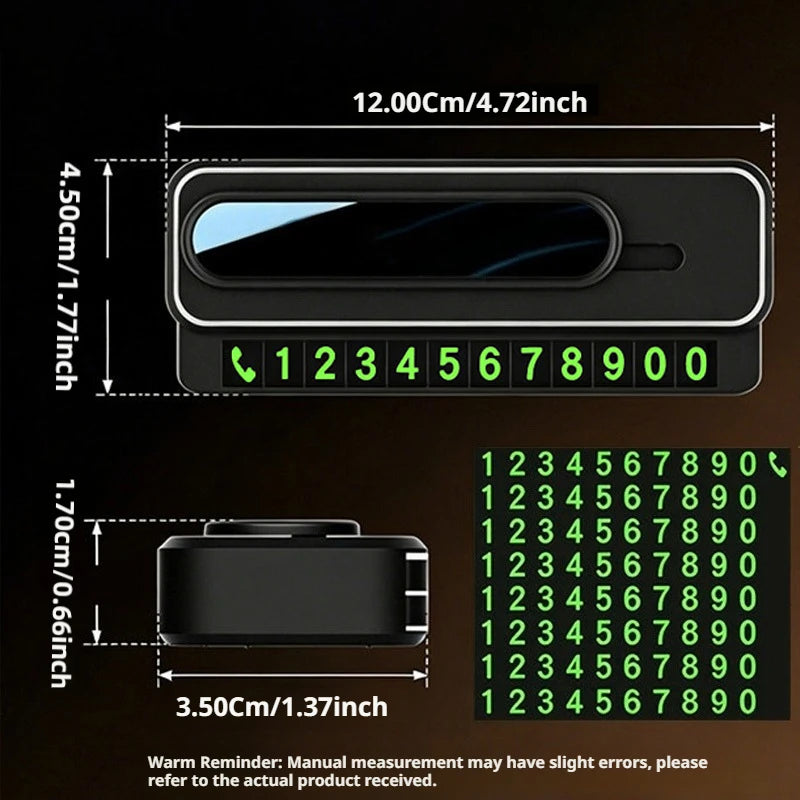 SEAMETAL Mini Portable Phone Number Plate Dual Number Luminous Fluorescent Large Digits Heat Resistant Temporary Parking Card