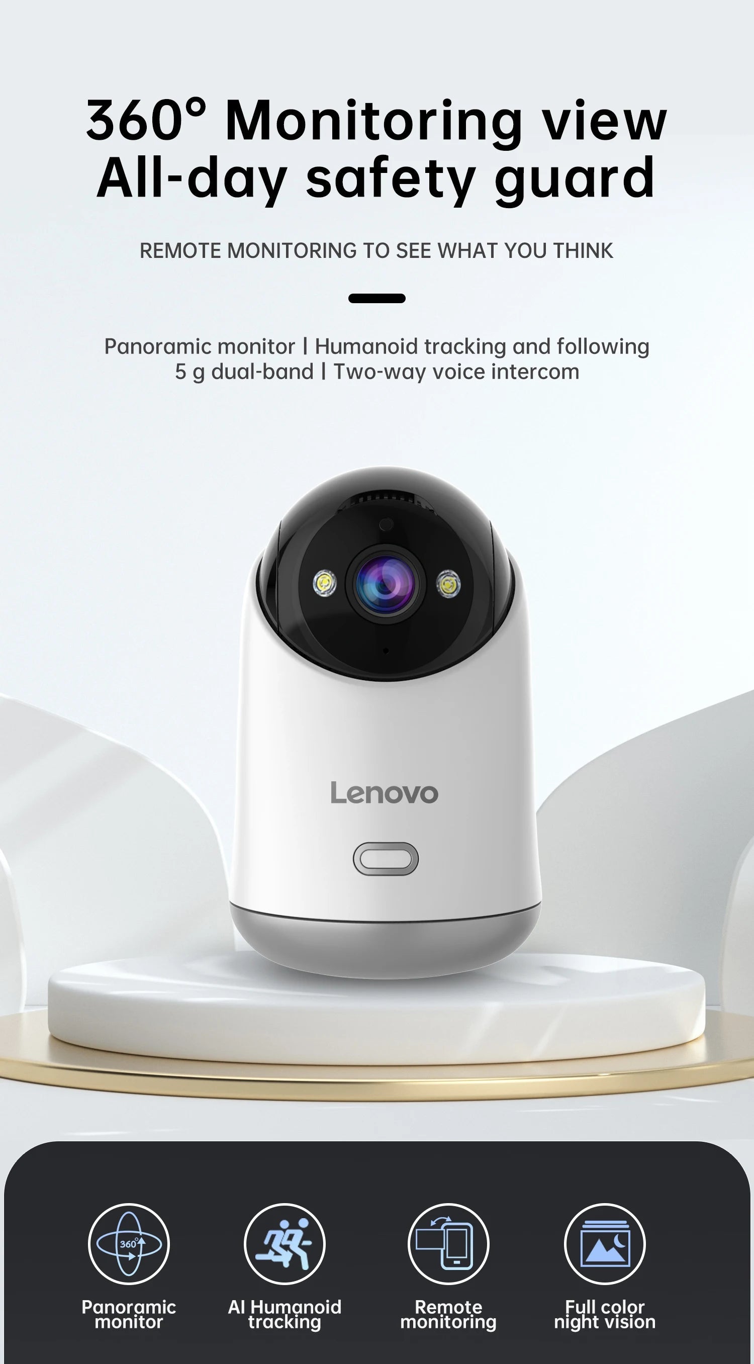 Lenovo 5MP WiFi Camera Smart Home Indoor IP Camera Full Color Night Auto Tracking Security CCTV Surveillance Baby Monitor