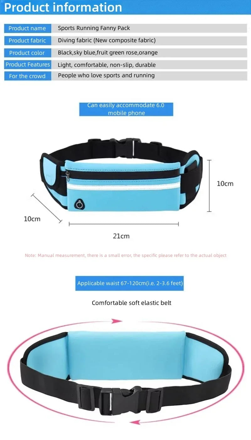 1pc Running Bag Women Waist bag Belt bag Men Sports Fanny Pack Mobile Phone Bag Gym Running Cell Phone Jogging Run Cycling Bag