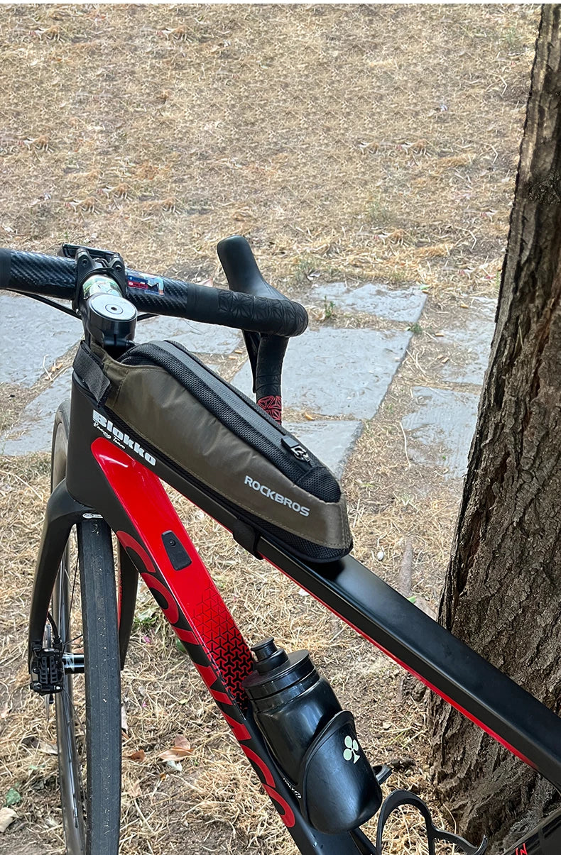 Bike Top Tube Frame Bag Rainproof Nylon Phone & Tool Storage