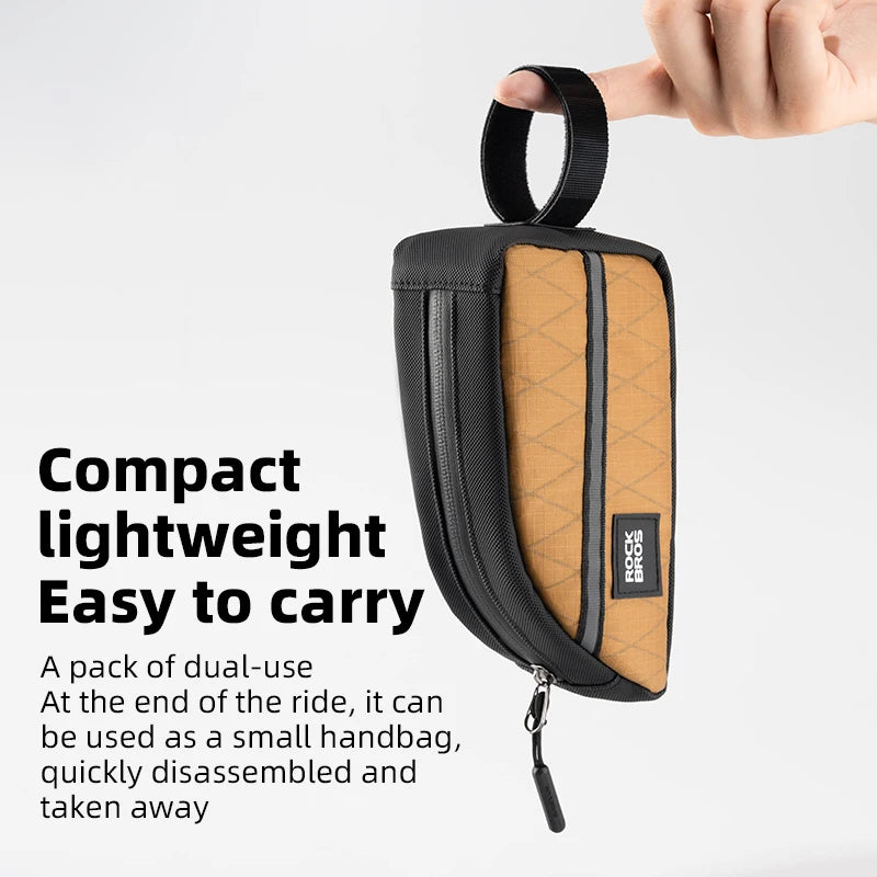 Bolsas para bicicleta ROCKBROS para bicicleta plegable Brompton, diseño alargado de 0.8L, bolsa triangular para bicicleta, bolsa para herramientas al aire libre
