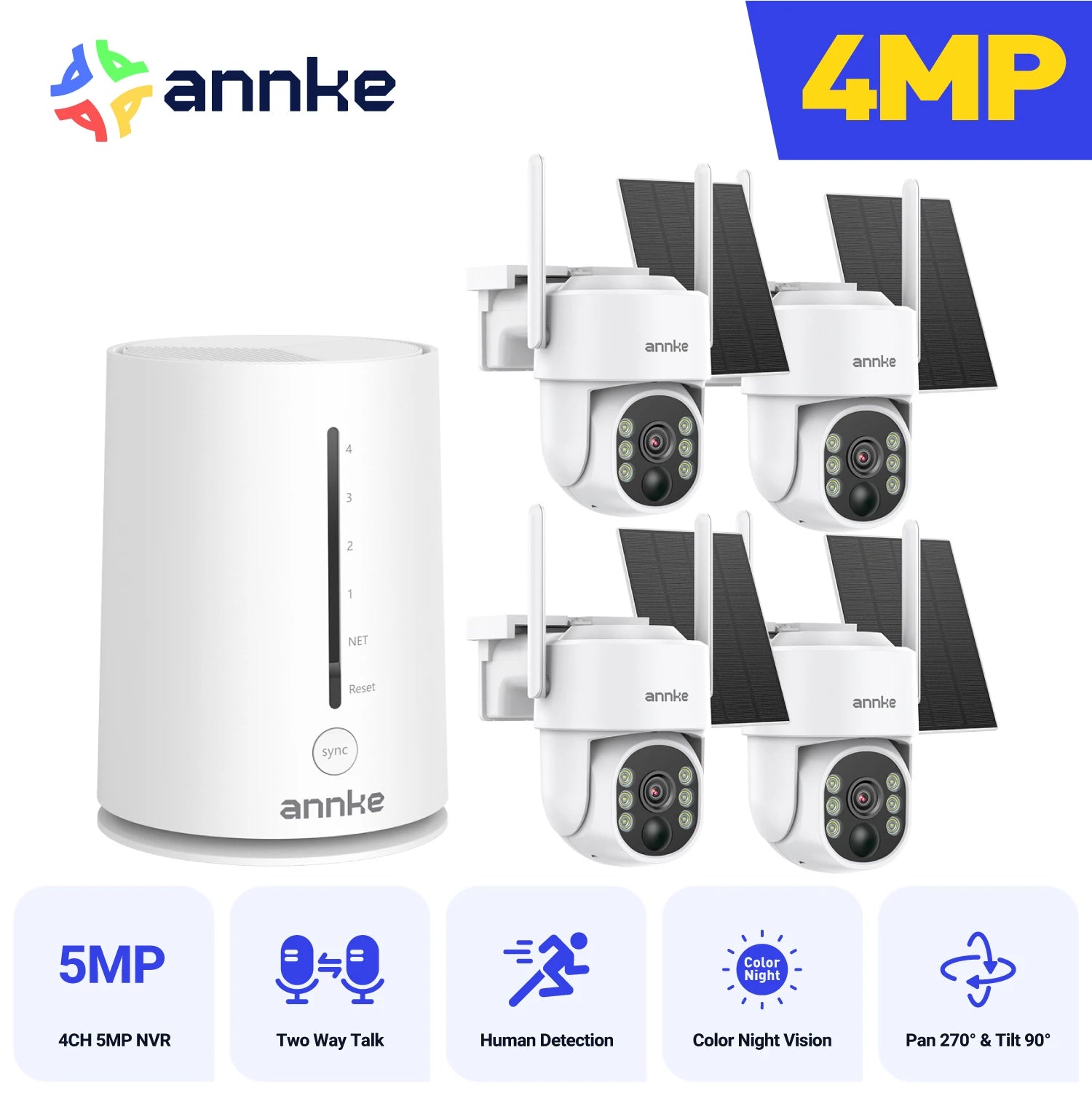 ANNKE 4MP Wireless Security Camera System with Solar Power