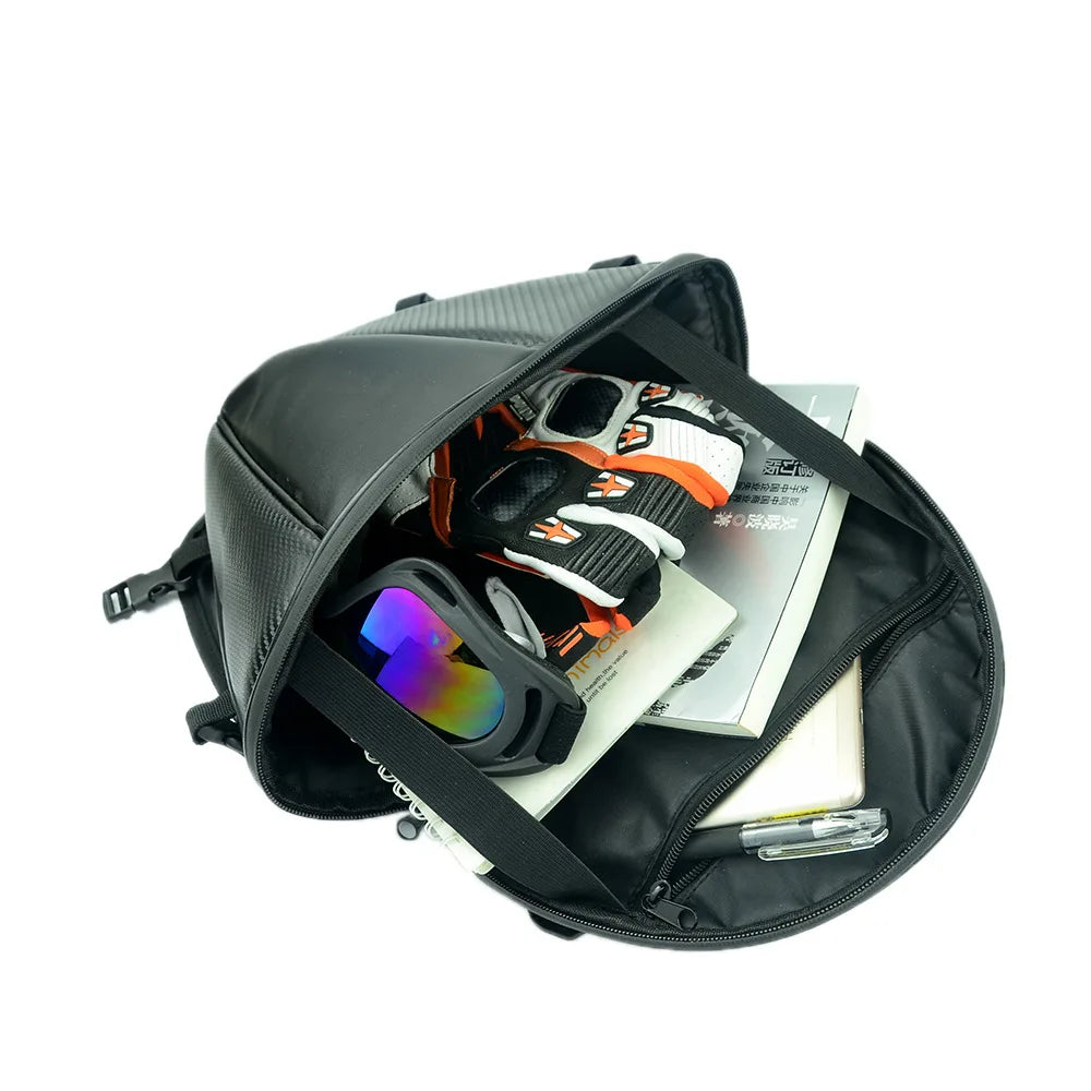 Saco de cauda para banco traseiro de motociclo, em PU e nylon