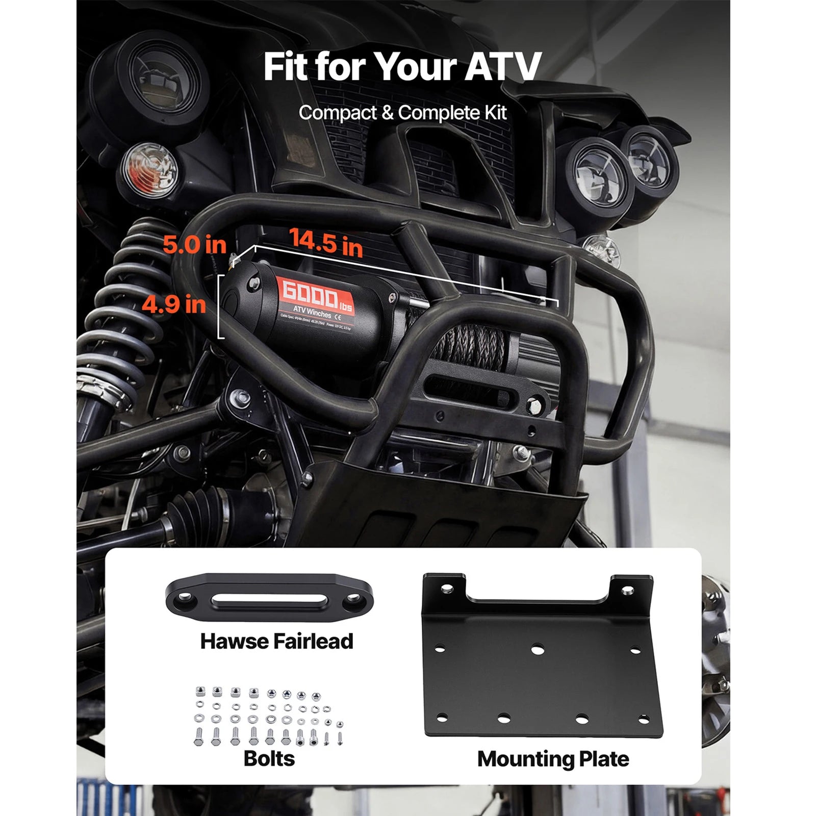 6000lb 12V ATV UTV Electric Winch with Remote & 49.2ft Cable