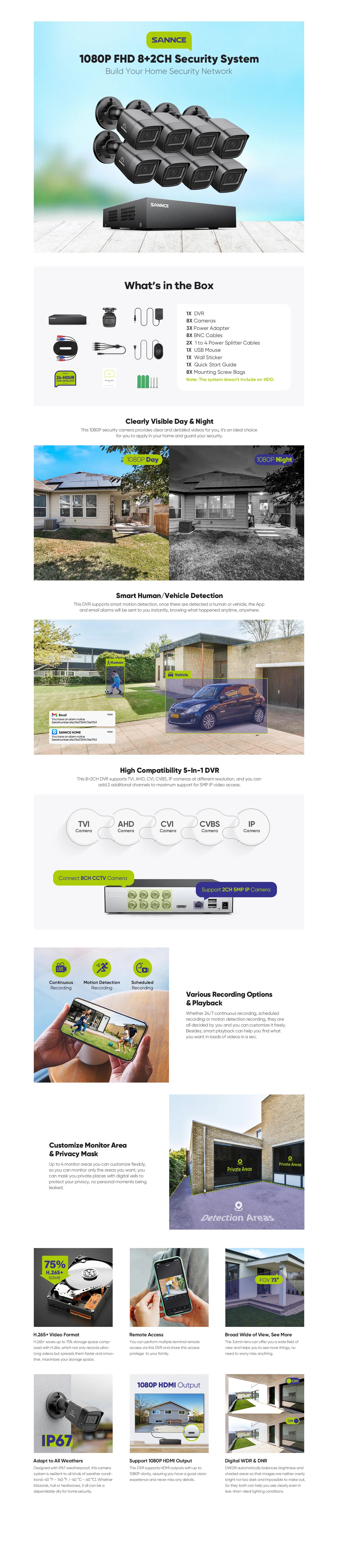 1080P Security Camera System with 8-Channel DVR