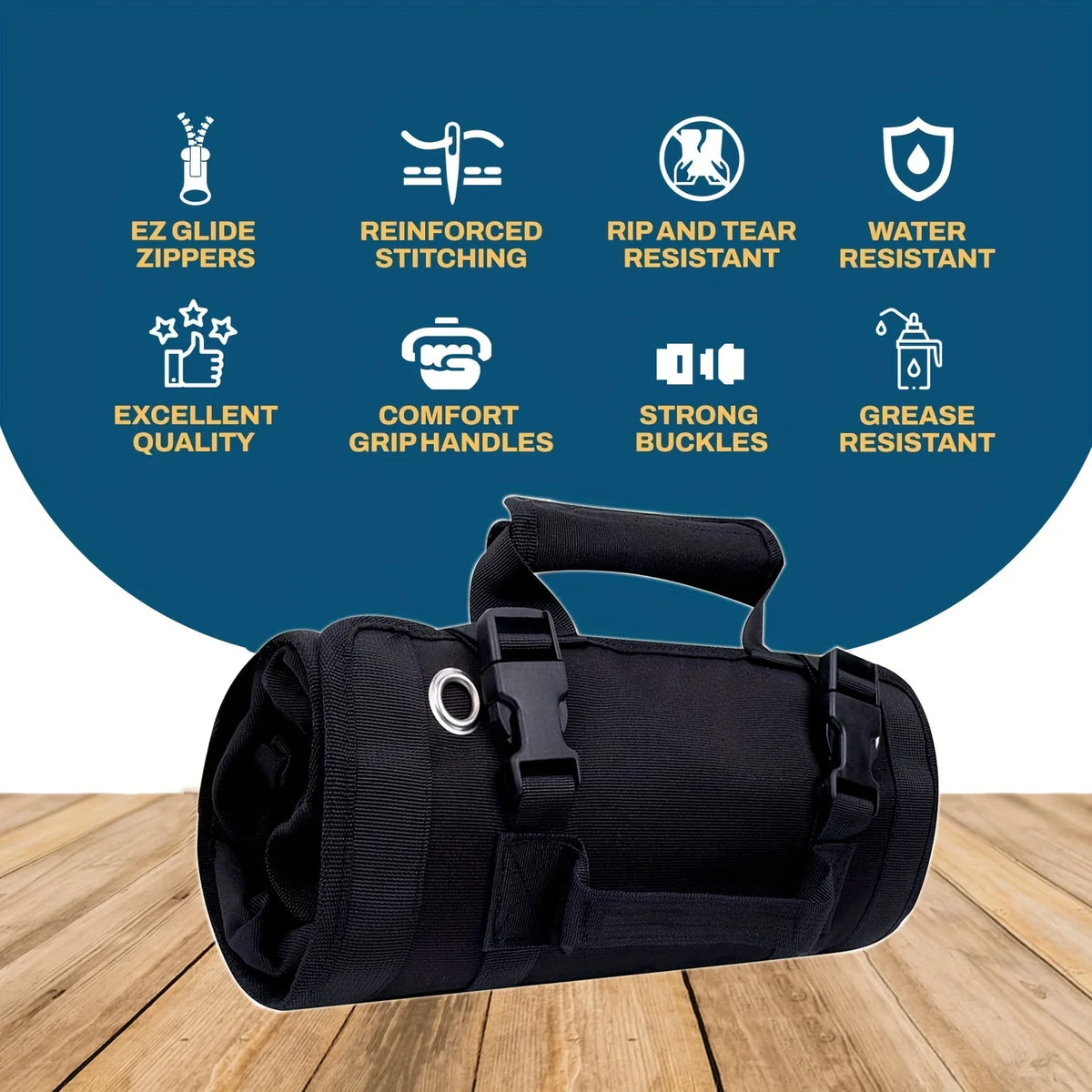 Roll-Up Tool Bag with Detachable Pouches