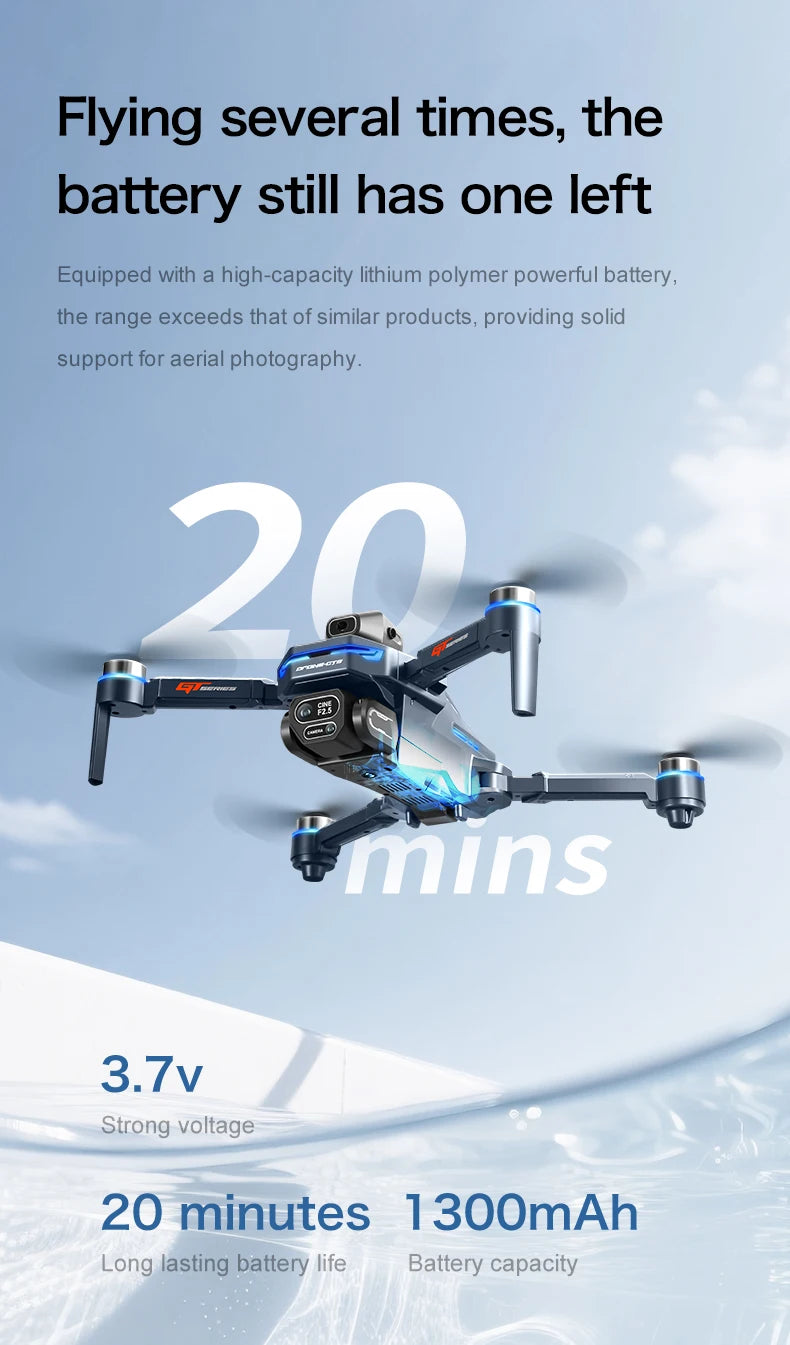 Nový GT8 Drone 8K profesionální HD Duální kamery obrazovky Dálkový 5G WIFI bezkartáčový motor Ovládání překážek skládací quadcopter hračky
