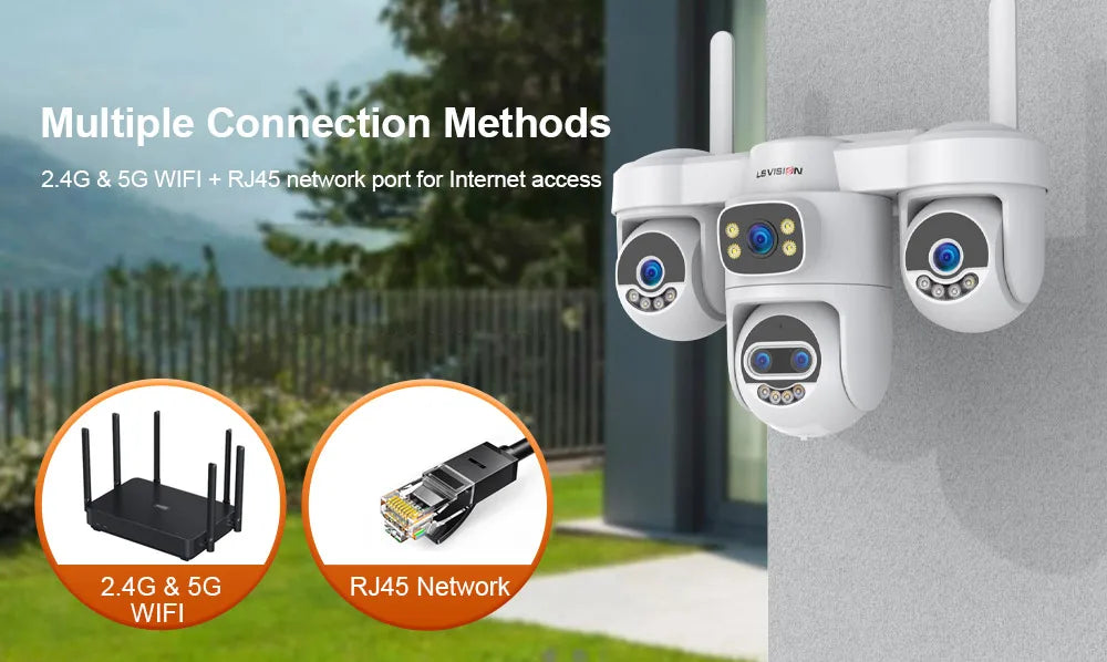 PTZ WiFi охранителна камера с четири екрана и 10X увеличение